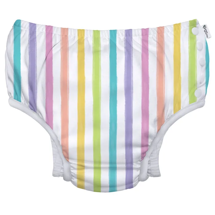 ☀️ Sunshine & Stripes: Worry-Free Splashing with Eco Snap Swim Diapers (UPF 50 , Recycled, Easy Snaps)