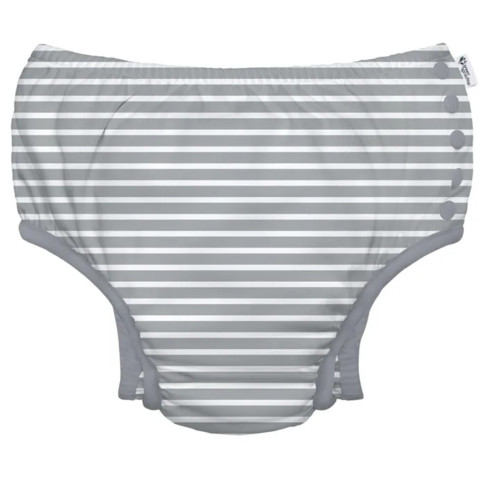 ☀️ Sunshine & Stripes: Worry-Free Splashing with Eco Snap Swim Diapers (UPF 50 , Recycled, Easy Snaps)