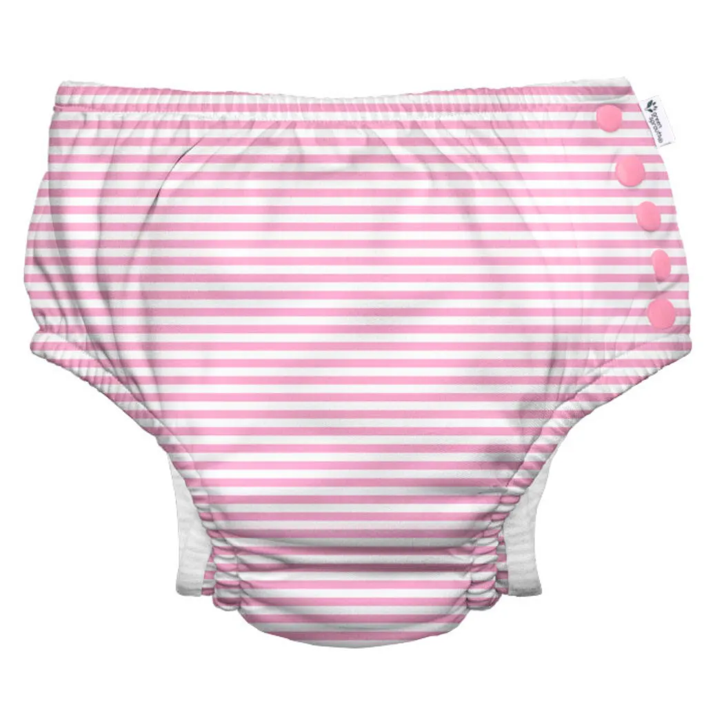☀️ Sunshine & Stripes: Worry-Free Splashing with Eco Snap Swim Diapers (UPF 50 , Recycled, Easy Snaps)