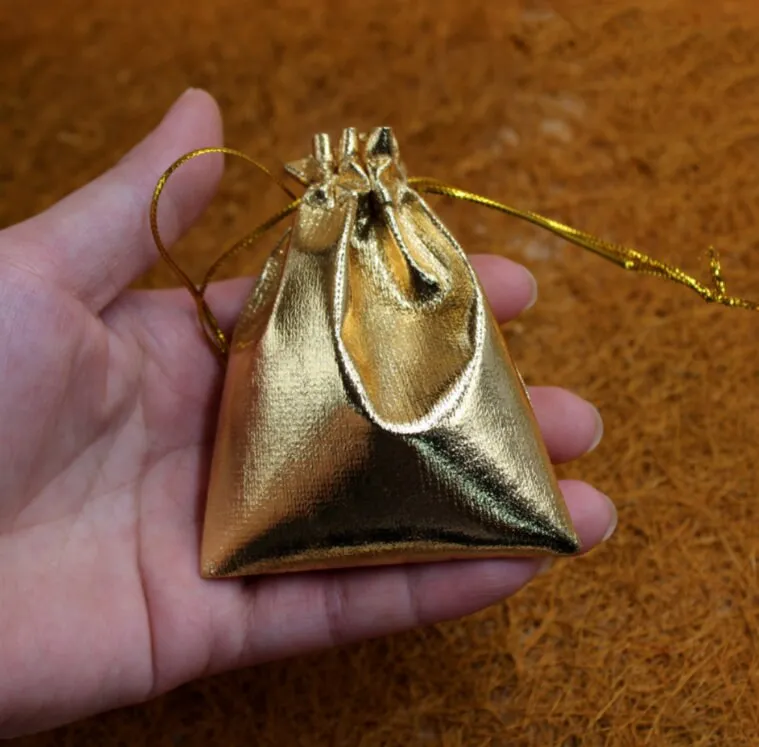 50 Pcs Gold Jewelry Pouch - Drawstring Pouch - Drawstring Bag - Jewelry Bag With Logo - Jewellery Flannel Pouch Packaging Bulk - Gift Bag