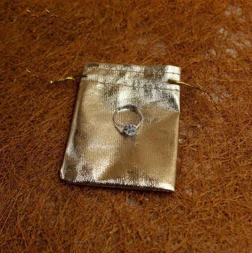 50 Pcs Gold Jewelry Pouch - Drawstring Pouch - Drawstring Bag - Jewelry Bag With Logo - Jewellery Flannel Pouch Packaging Bulk - Gift Bag
