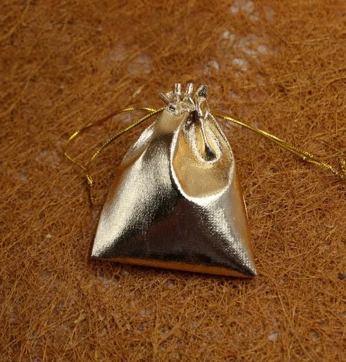 50 Pcs Gold Jewelry Pouch - Drawstring Pouch - Drawstring Bag - Jewelry Bag With Logo - Jewellery Flannel Pouch Packaging Bulk - Gift Bag