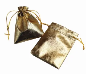 50 Pcs Gold Jewelry Pouch - Drawstring Pouch - Drawstring Bag - Jewelry Bag With Logo - Jewellery Flannel Pouch Packaging Bulk - Gift Bag