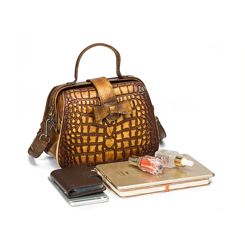 Alligator Pattern Leather Female Doctors Bags Purse Crossbody Handbags for Women