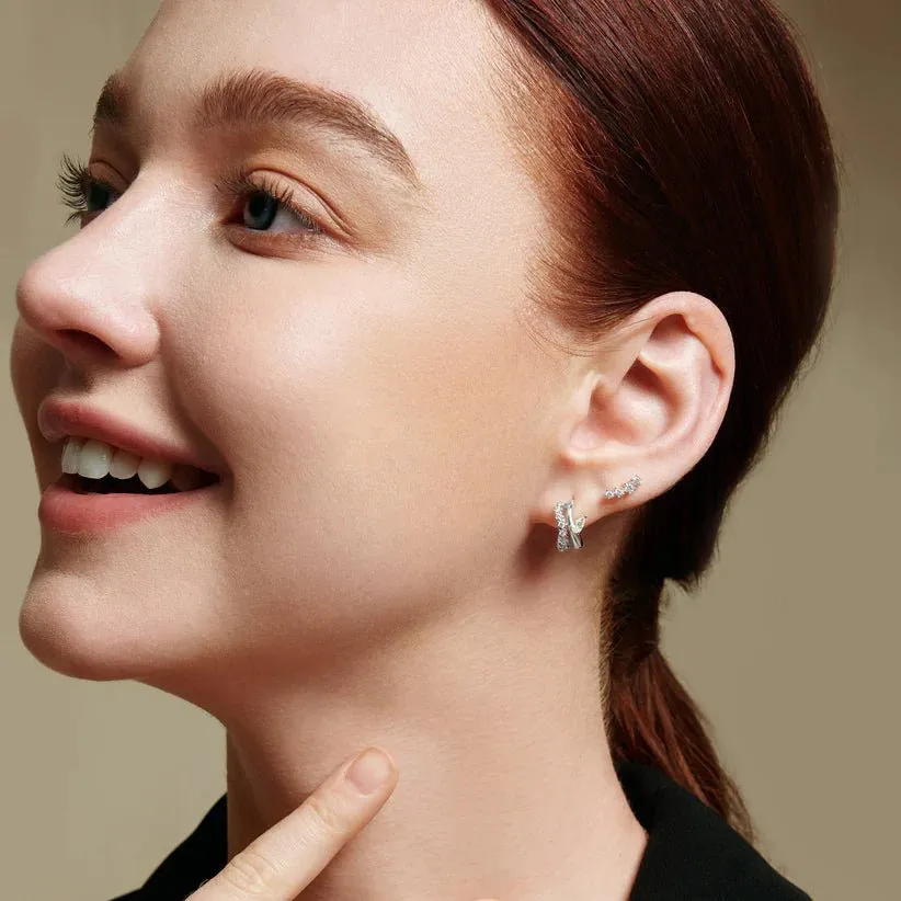 Ania Haie Silver Sparkle Climber Studs E056-02H