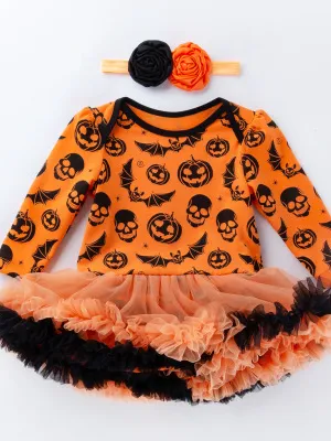 Baby Halloween Pumpkin Tutu Onesie