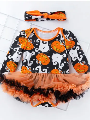 Baby Halloween Pumpkin Tutu Onesie