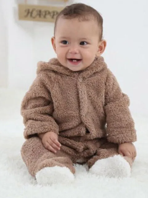 Baby Little Teddy Bear Fleece Onesie with Footies