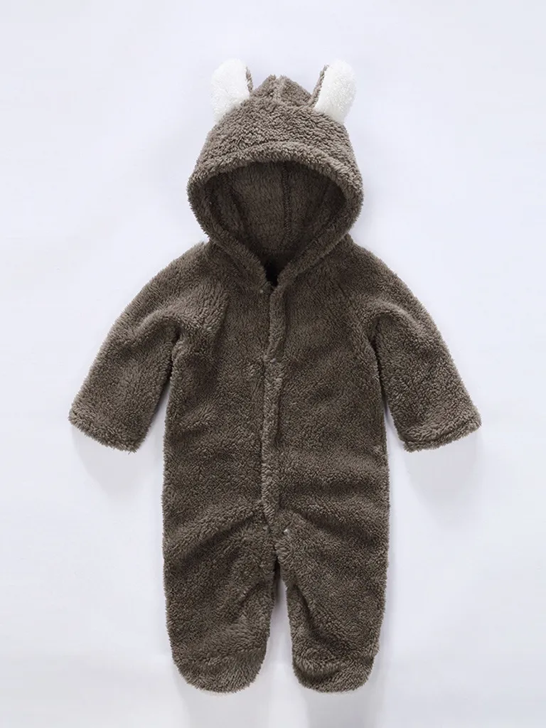 Baby Little Teddy Bear Fleece Onesie with Footies