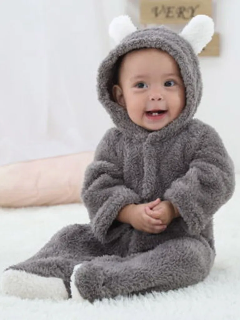 Baby Little Teddy Bear Fleece Onesie with Footies