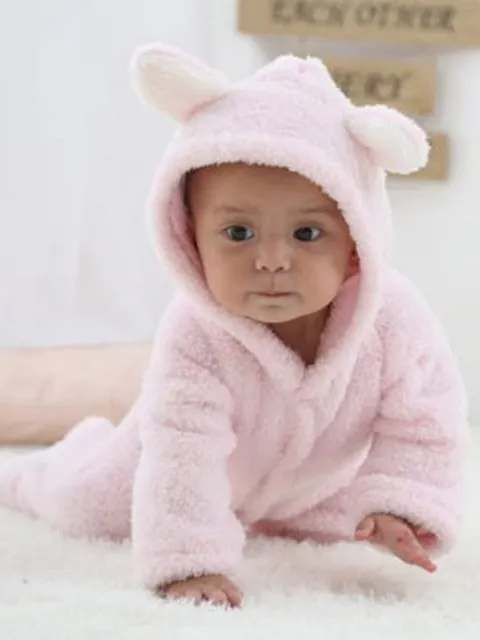 Baby Little Teddy Bear Fleece Onesie with Footies