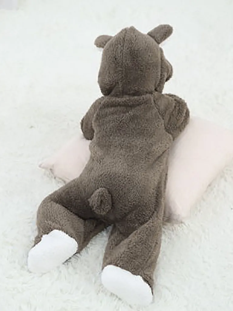 Baby Little Teddy Bear Fleece Onesie with Footies