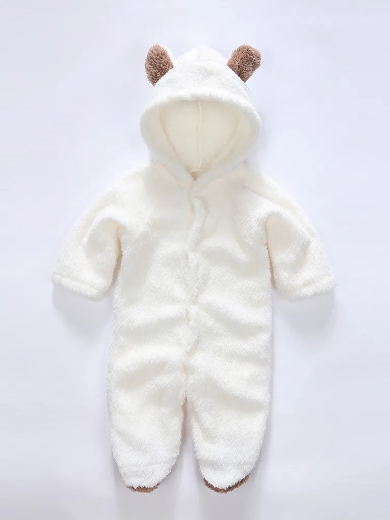 Baby Little Teddy Bear Fleece Onesie with Footies