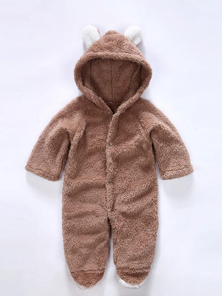 Baby Little Teddy Bear Fleece Onesie with Footies