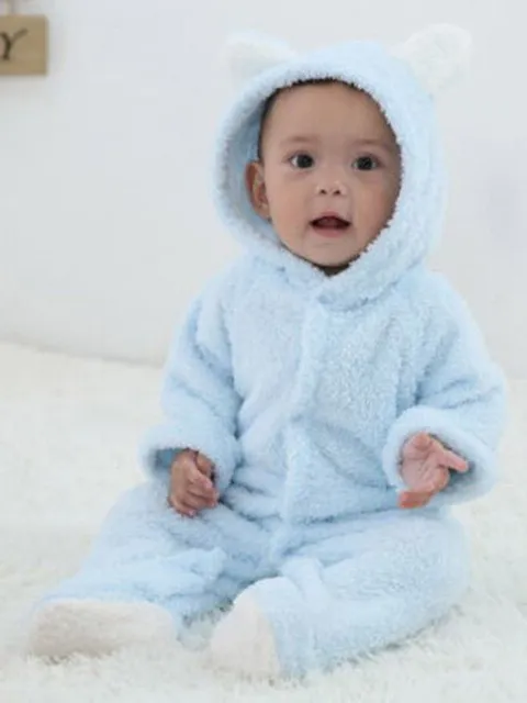 Baby Little Teddy Bear Fleece Onesie with Footies