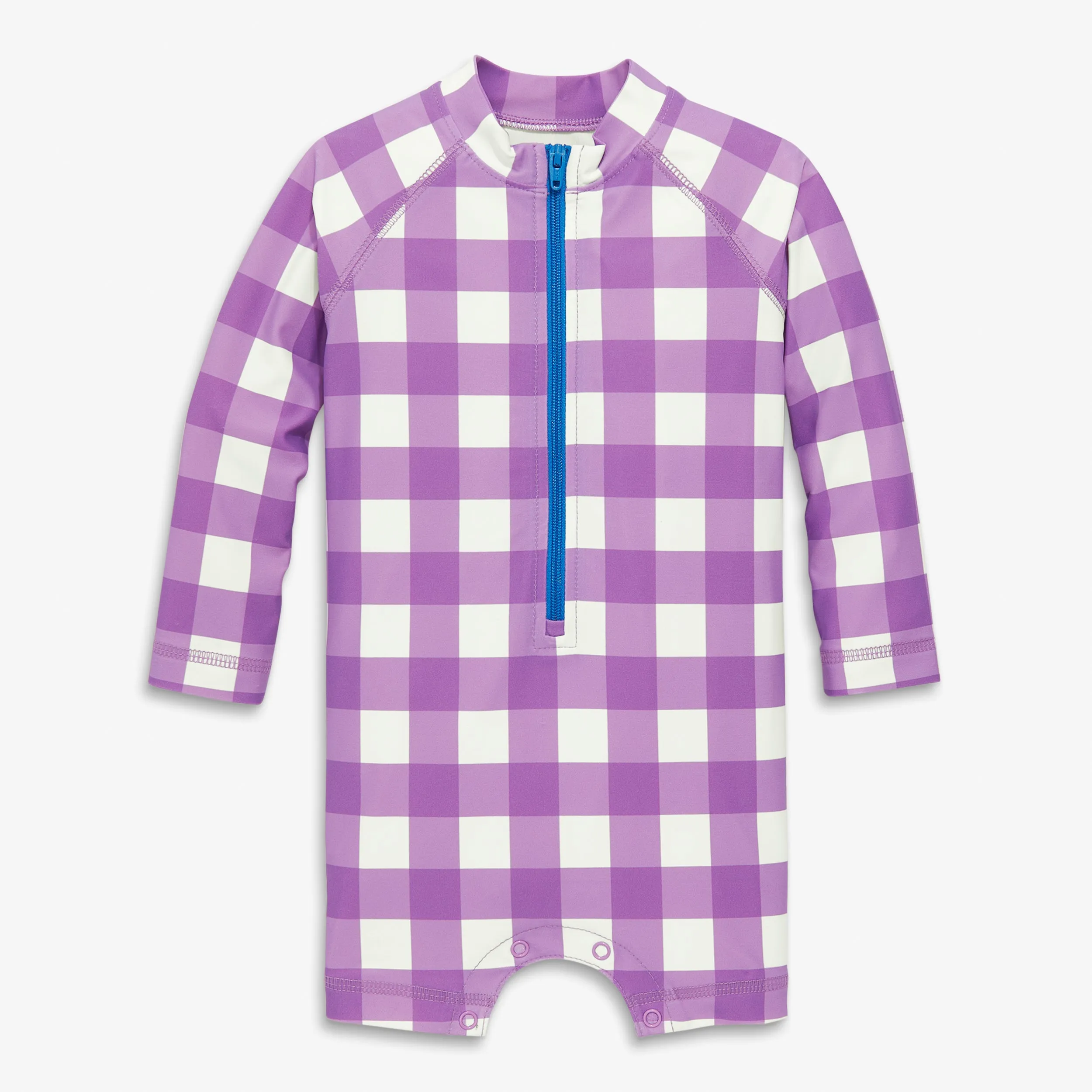 Baby one-piece rash guard in gingham