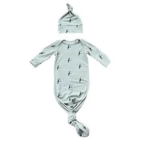 Baby Sprouts, Knotted Sleeper Set-Penguin