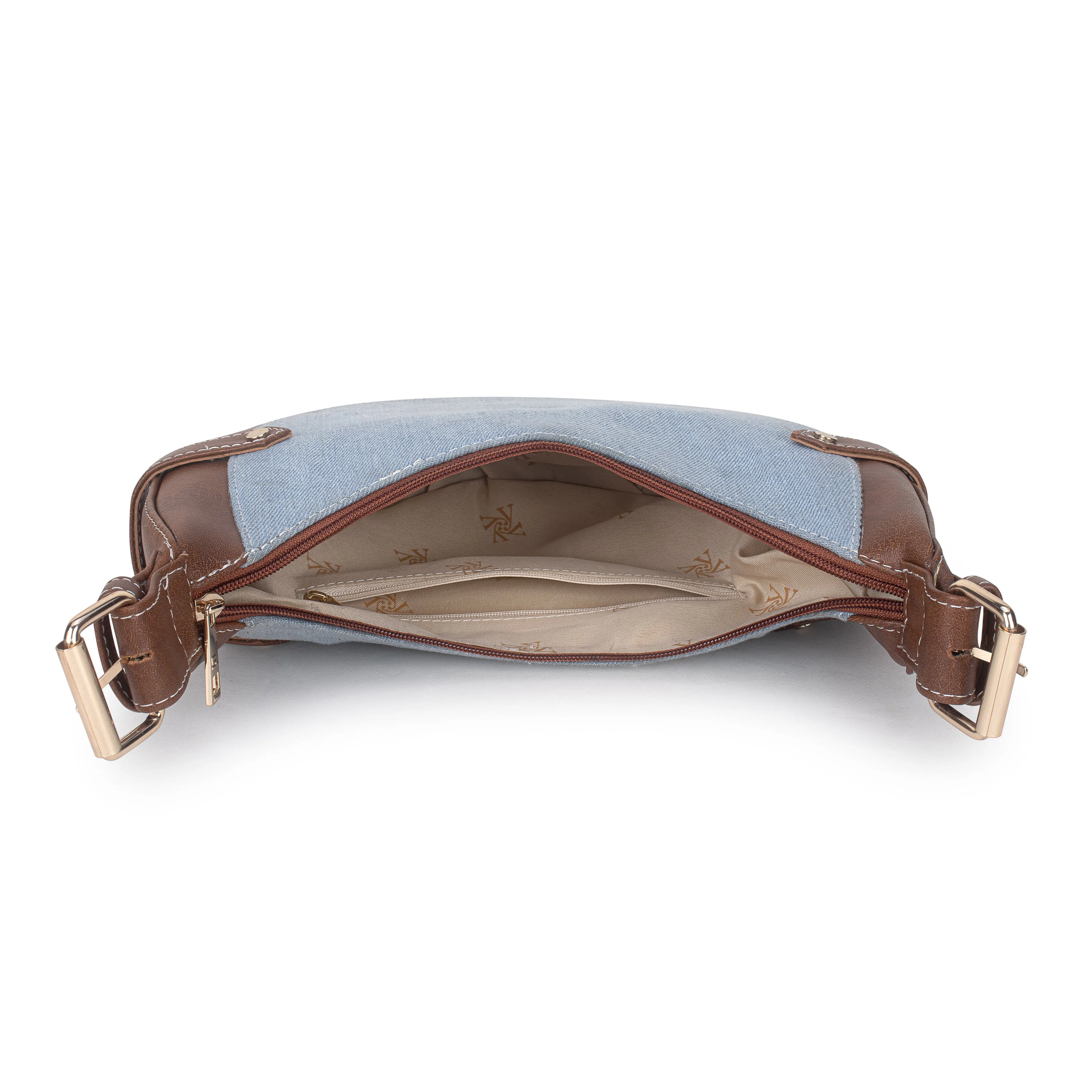 Blue Tan Baguette Hand Bag