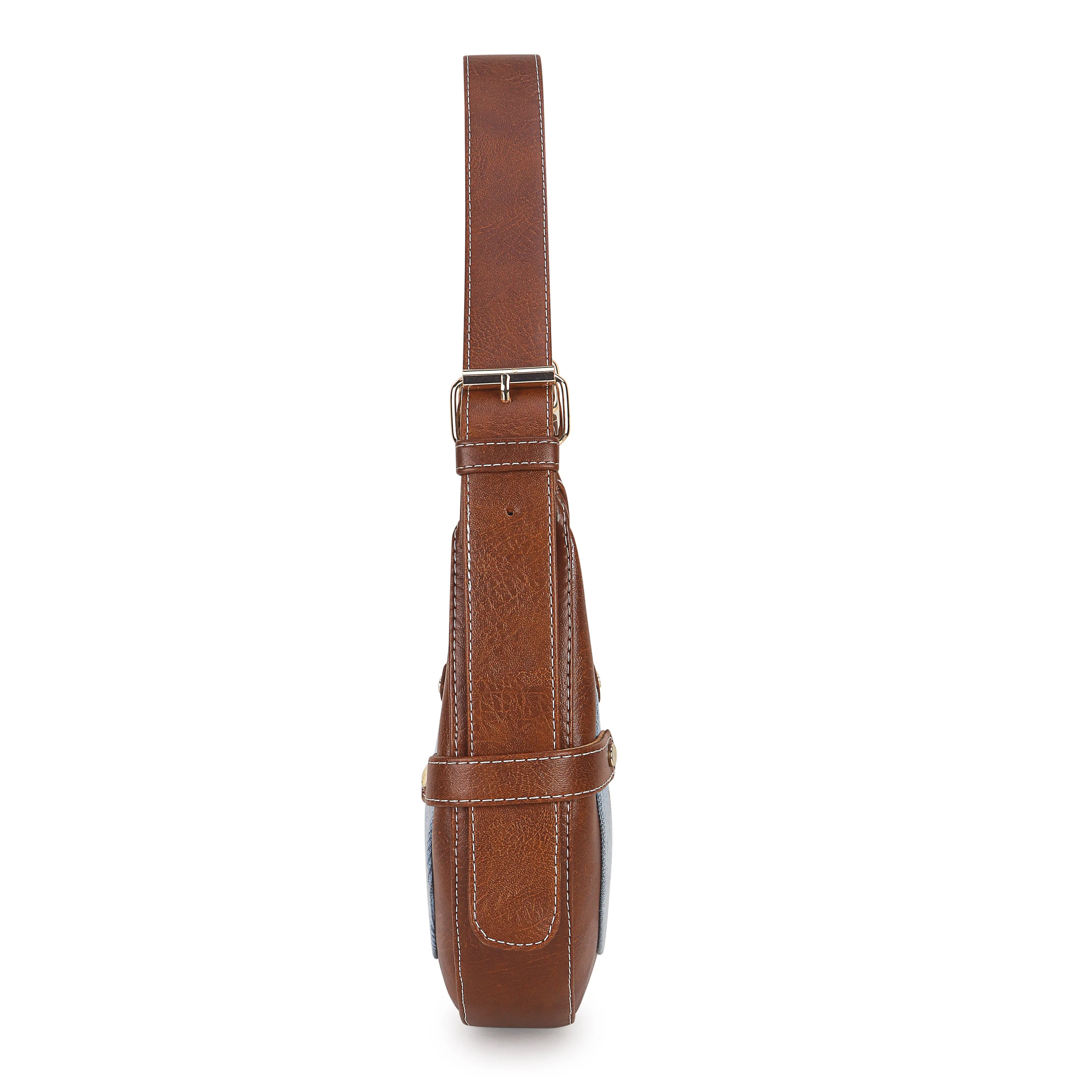 Blue Tan Baguette Hand Bag