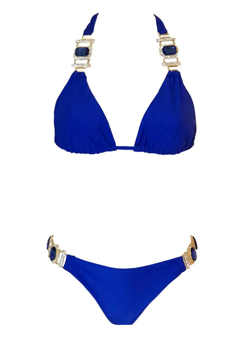 Blue Tina Halter Top & Skimpy Bottom