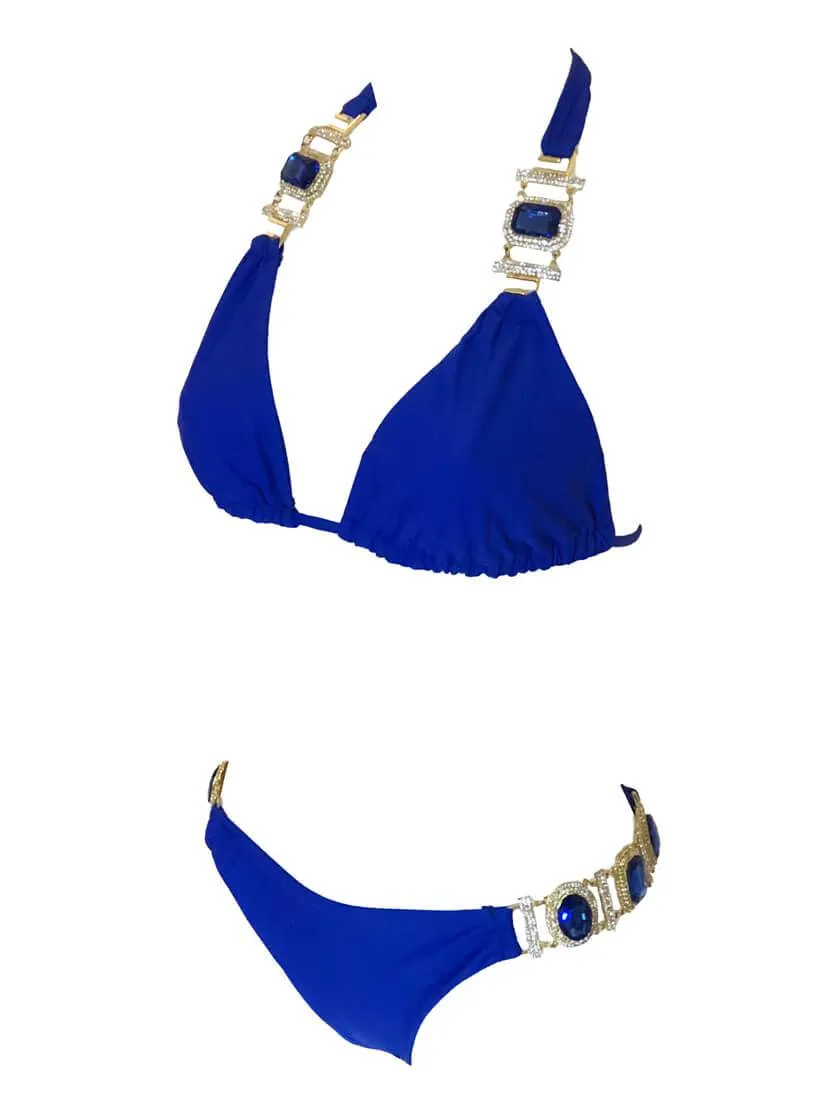 Blue Tina Halter Top & Skimpy Bottom