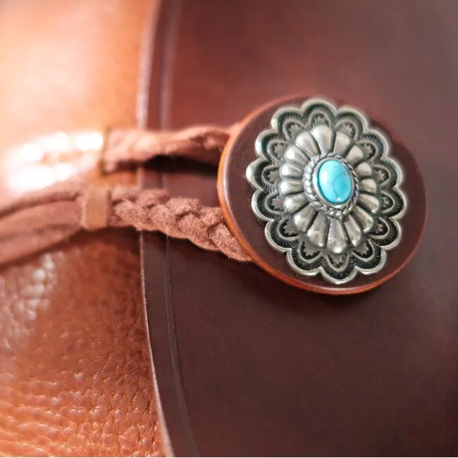 Boho Women's Brown Leather Crossbody Saddle Bag Satchel Bag For Women