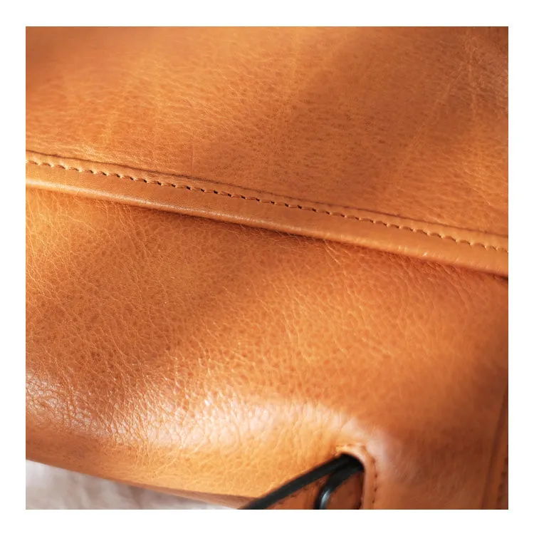 Boho Women's Brown Leather Crossbody Saddle Bag Satchel Bag For Women