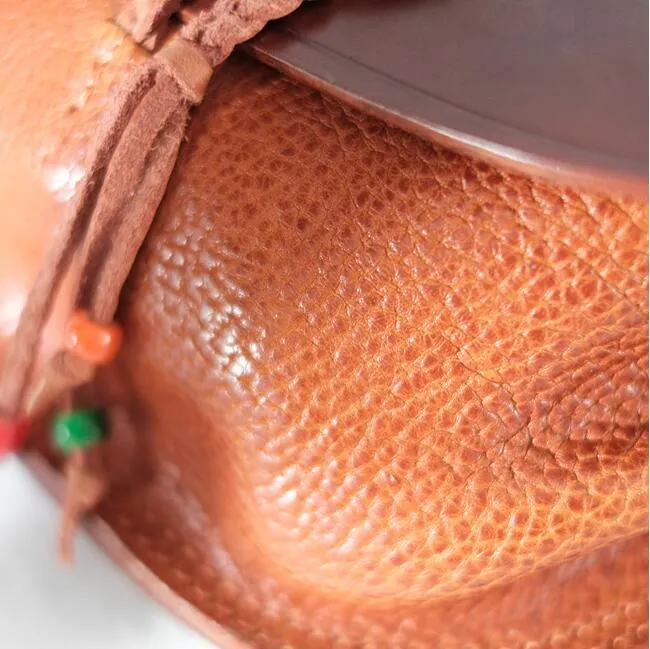 Boho Women's Brown Leather Crossbody Saddle Bag Satchel Bag For Women