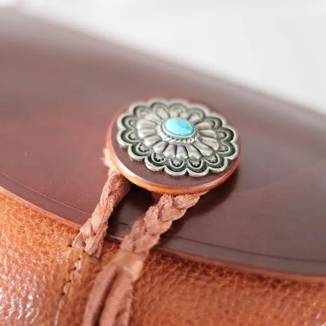 Boho Women's Brown Leather Crossbody Saddle Bag Satchel Bag For Women