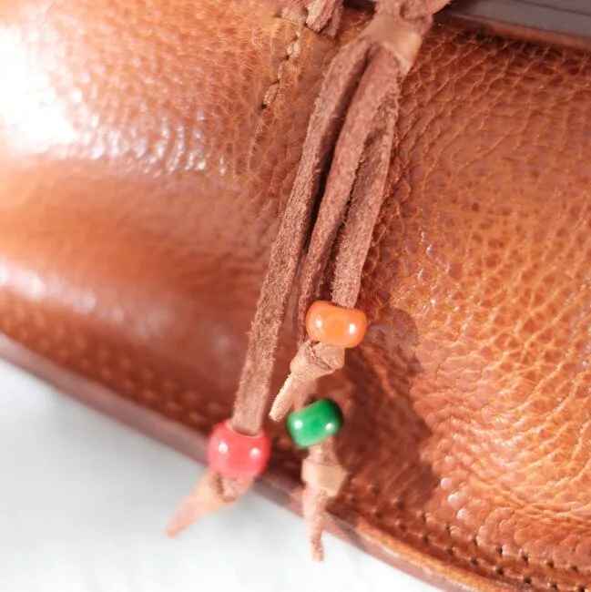 Boho Women's Brown Leather Crossbody Saddle Bag Satchel Bag For Women