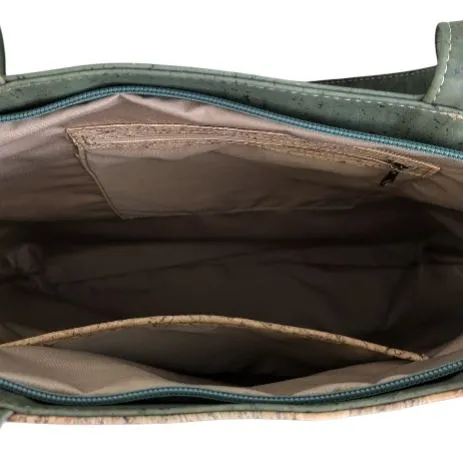 Bruna Cork Tote Bag Natural Grain and Green