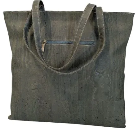 Bruna Cork Tote Bag Natural Grain and Green