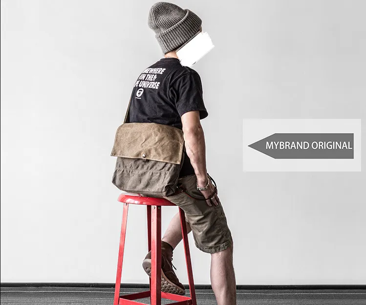 Canvas Mens Cool Small Messenger Bag iPad Bag Chest Bag Bike Bag Cycling Bag for men