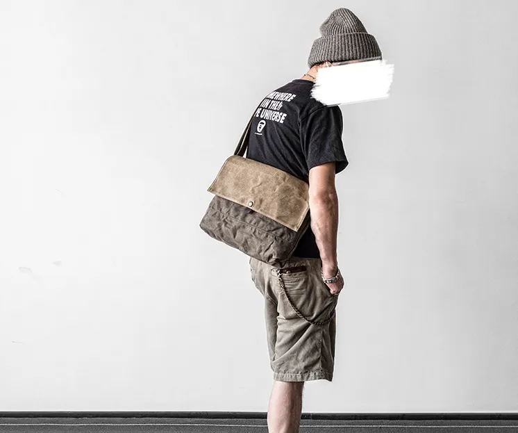 Canvas Mens Cool Small Messenger Bag iPad Bag Chest Bag Bike Bag Cycling Bag for men
