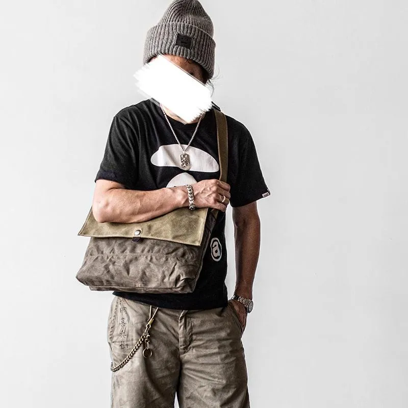 Canvas Mens Cool Small Messenger Bag iPad Bag Chest Bag Bike Bag Cycling Bag for men