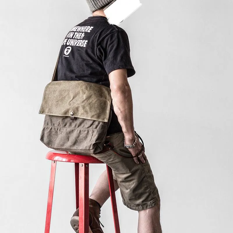 Canvas Mens Cool Small Messenger Bag iPad Bag Chest Bag Bike Bag Cycling Bag for men