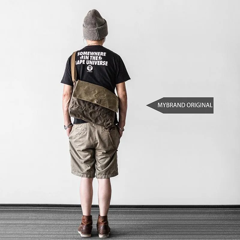 Canvas Mens Cool Small Messenger Bag iPad Bag Chest Bag Bike Bag Cycling Bag for men