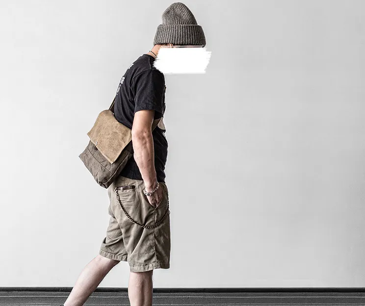 Canvas Mens Cool Small Messenger Bag iPad Bag Chest Bag Bike Bag Cycling Bag for men