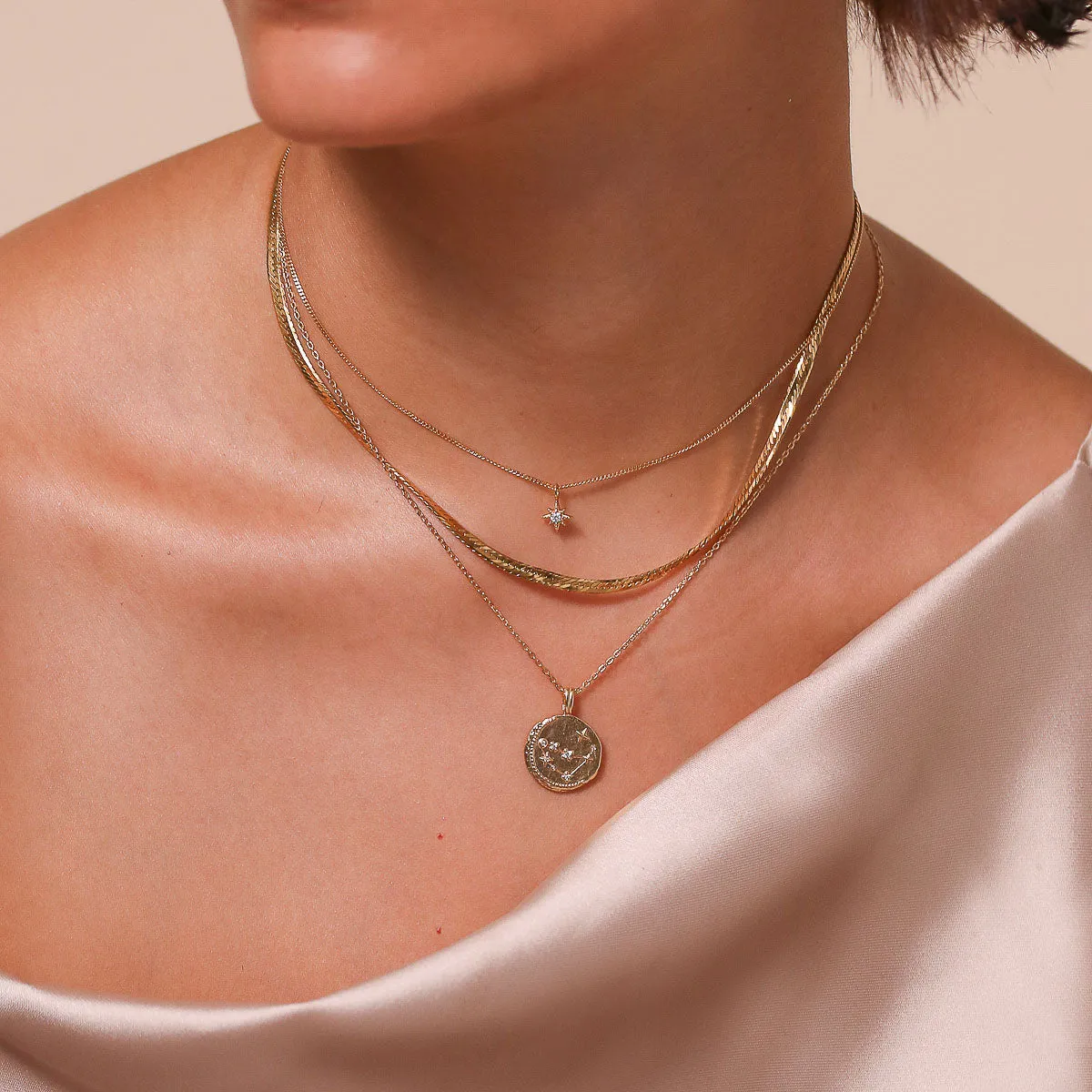Capricorn Zodiac Pendant Necklace in Gold