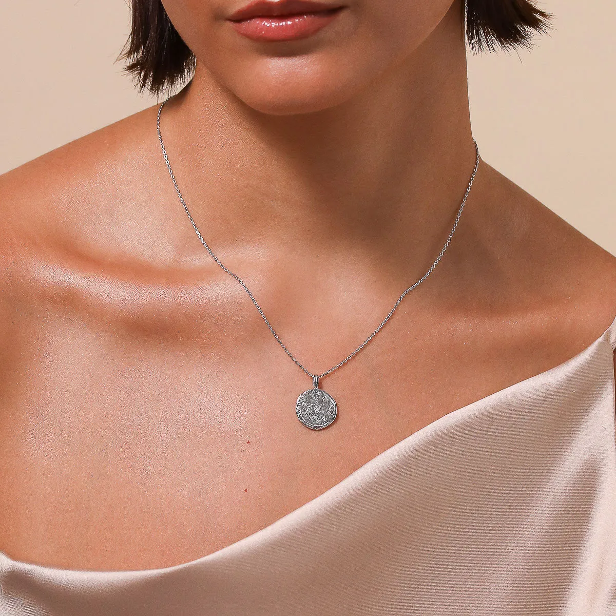 Capricorn Zodiac Pendant Necklace in Silver