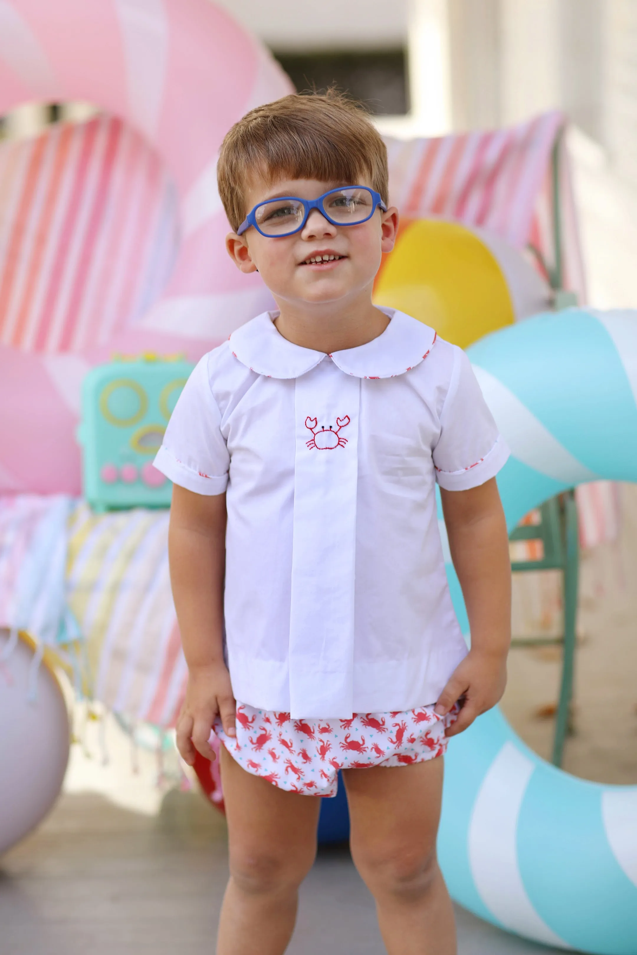 Crab Embroidered Diaper Set