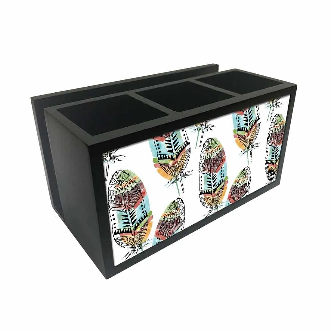Cutlery Tissue Holder Napkin Stand -  White Feathers