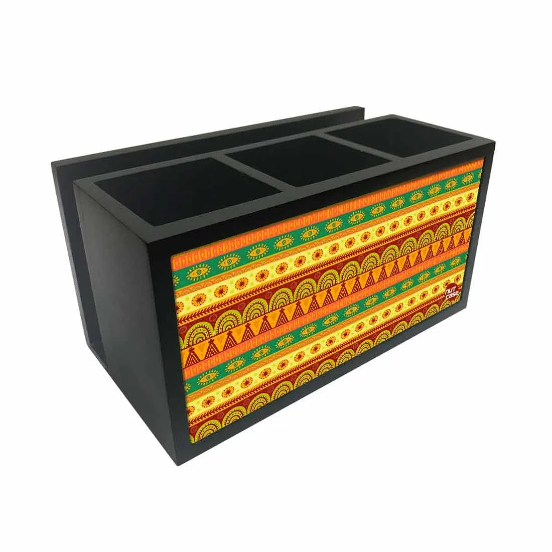 Cutlery Tissue Holder Napkin Stand -  Yellow Ethnic