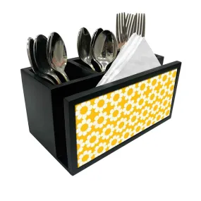 Cutlery Tissue Holder Napkin Stand -  Yellow Flower