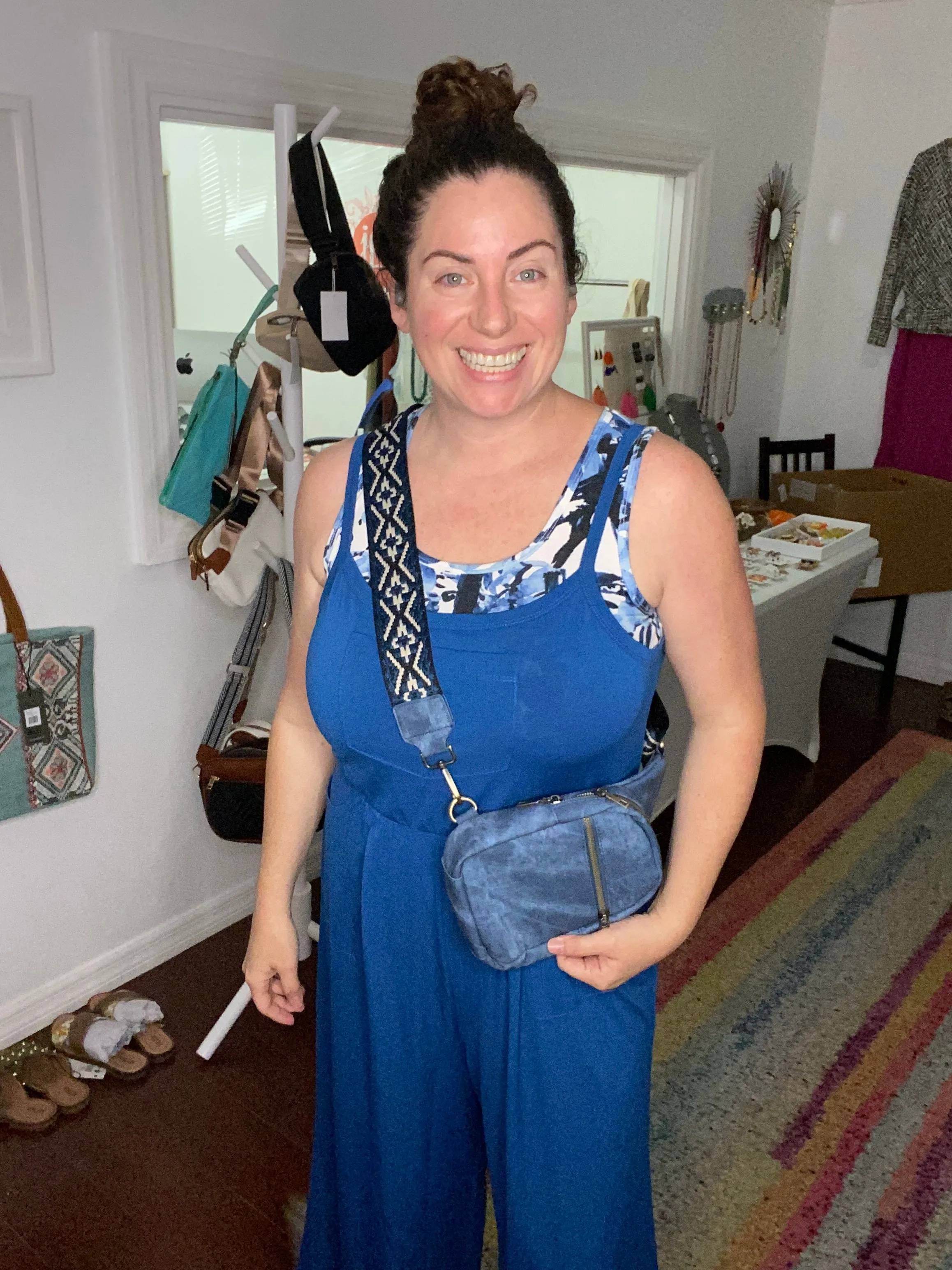 denim suede sling