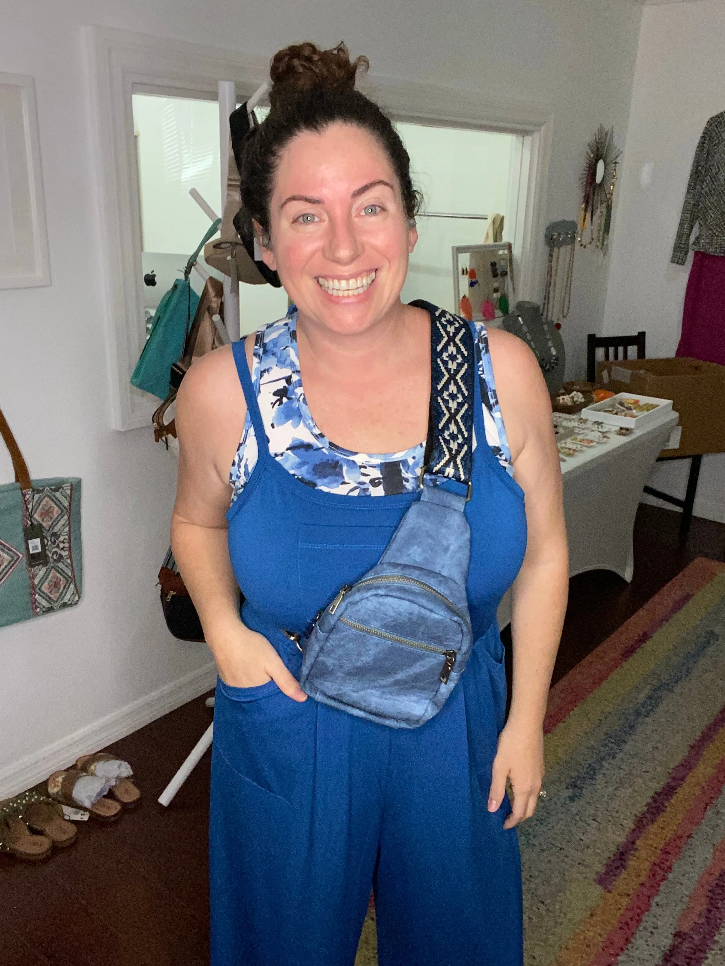 denim suede sling