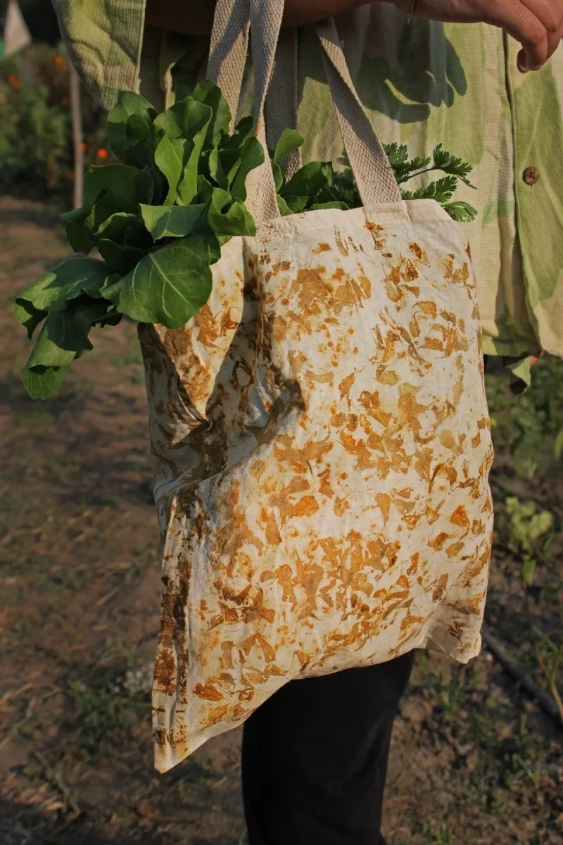 Eco Printed Packaging Bag- Mustard, White