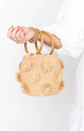 Elia Straw Bag ~ Natural/White