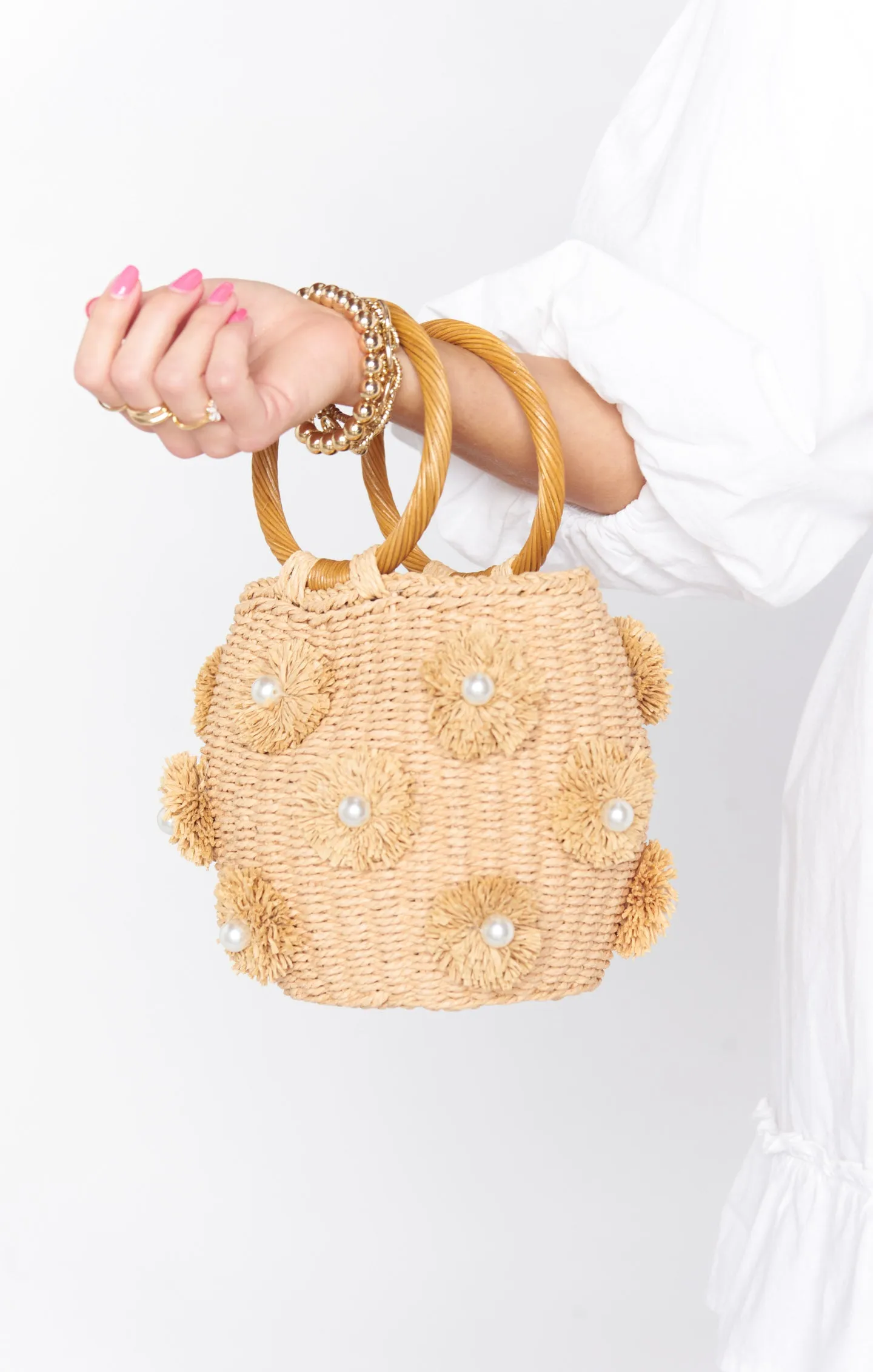 Elia Straw Bag ~ Natural/White