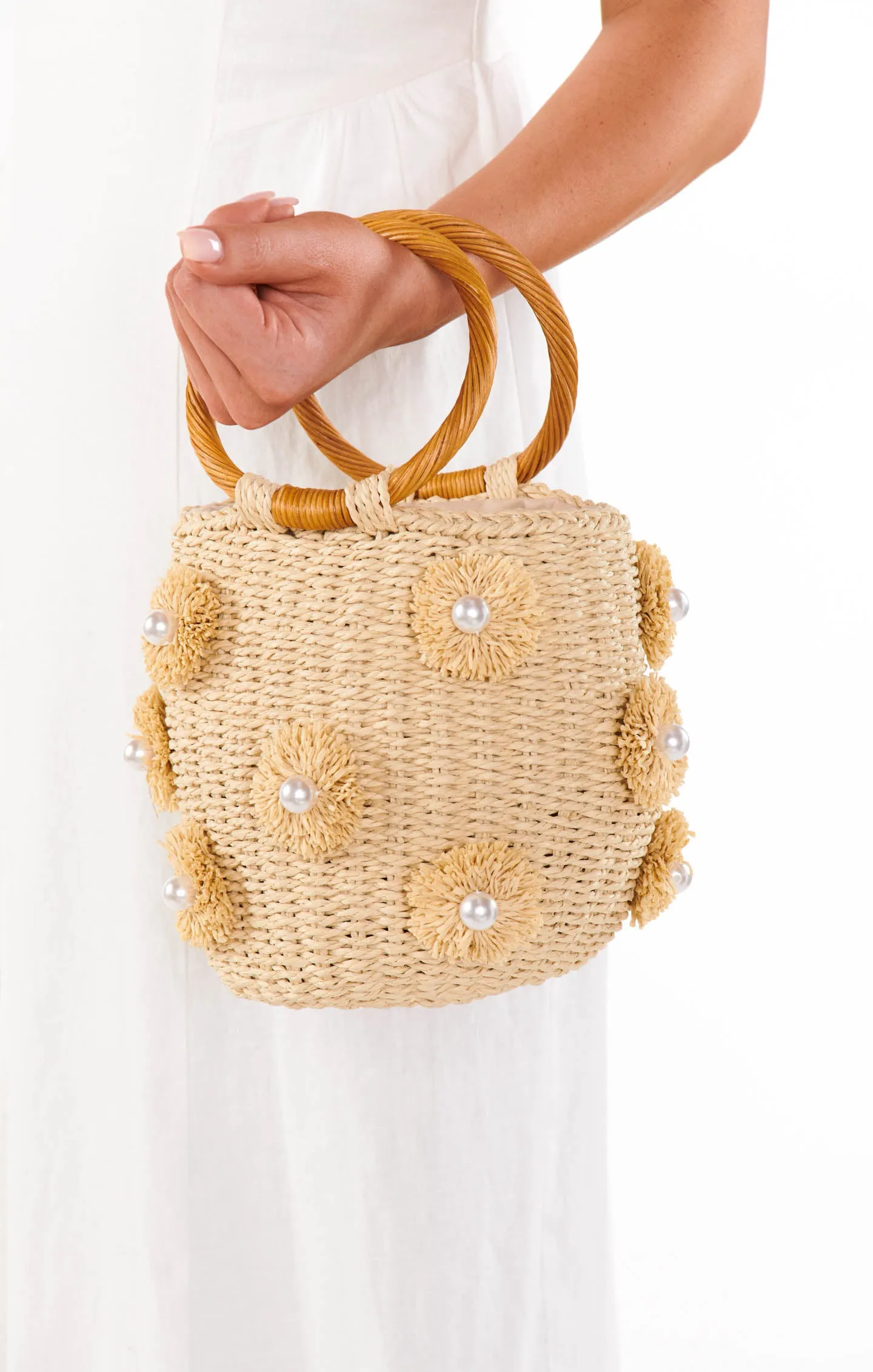 Elia Straw Bag ~ Natural/White
